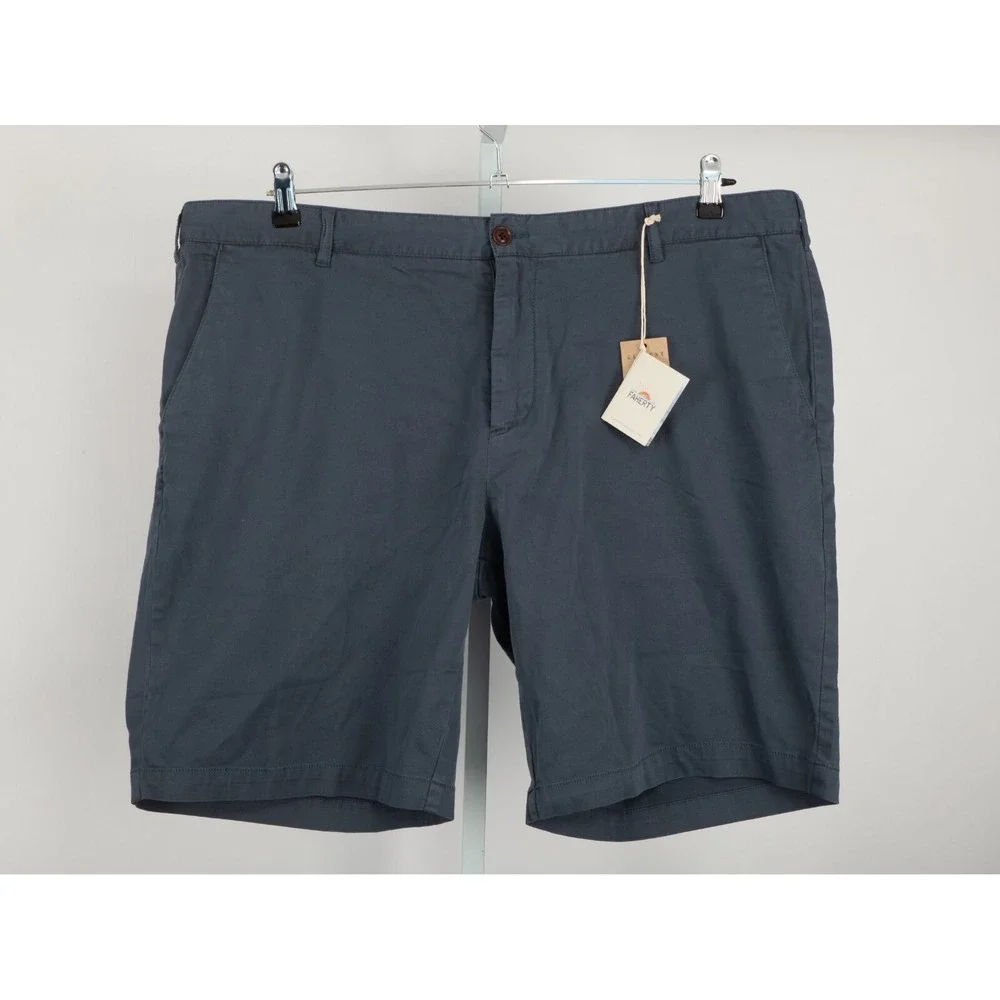 Faherty Stretch Chino Short Mens 42 Navy Blue Garment Dyed MBC0017NVY NEW